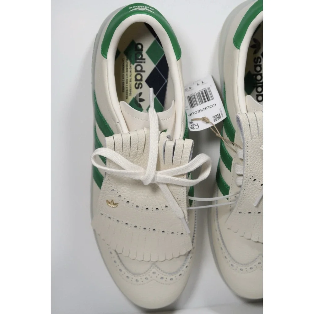 adidas Coursecup Men's Golf Shoes White/Green Leather Spiked US 11
